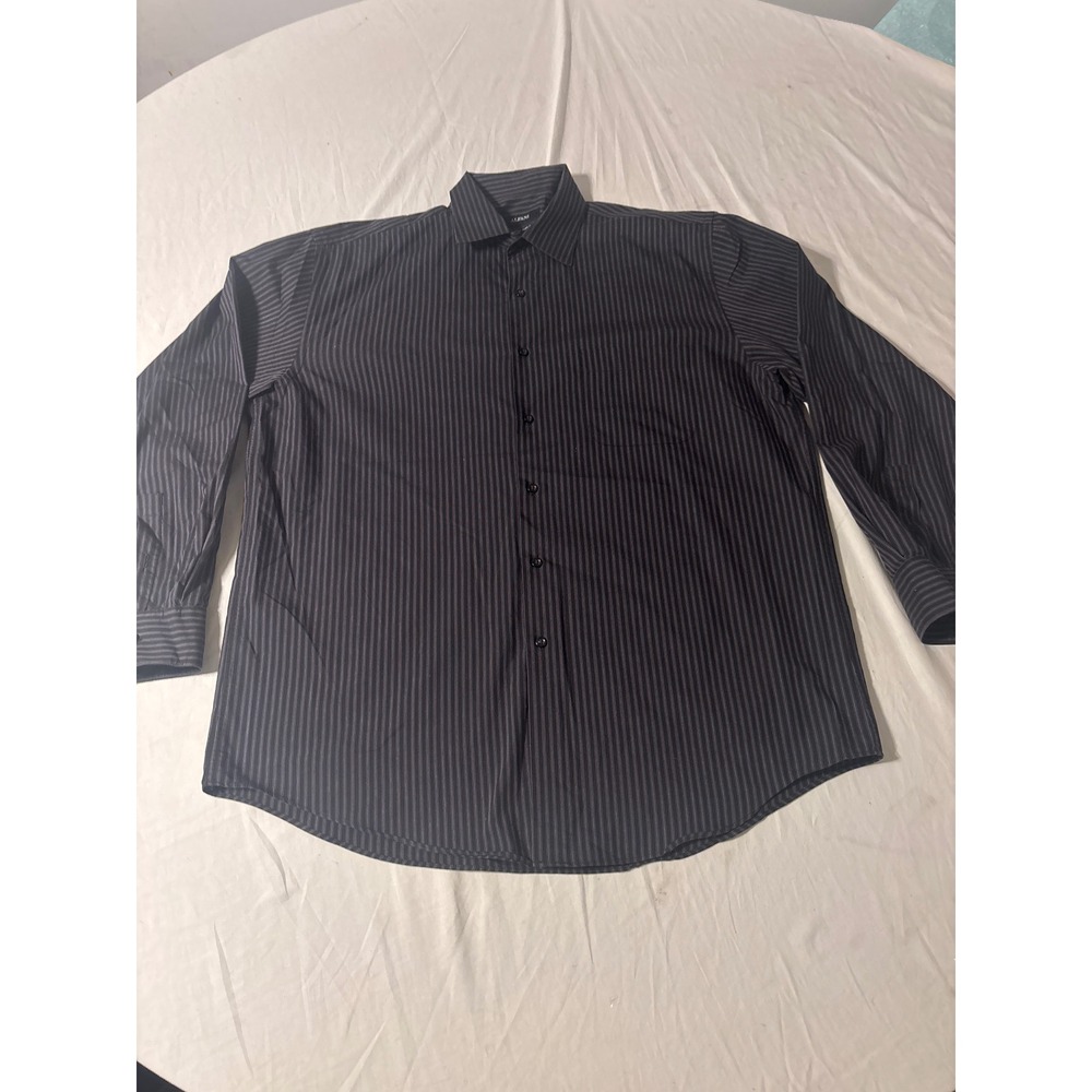 Alfani Button Down Shirt Mens L Black Purple Pinstripe Excellent Stretch Fabric